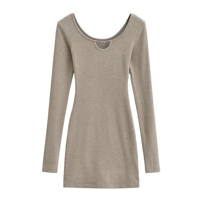 纯欲性感镂空长袖包臀连衣裙短裙