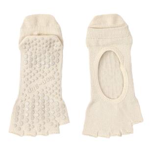 女士运动秋冬新款瑜伽袜防滑五指袜普拉提袜子短露脚分趾白色纯棉