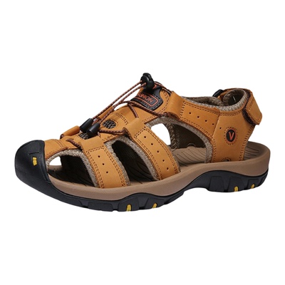 男士牛皮透气防滑耐磨沙滩凉鞋