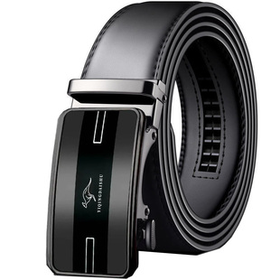 艺情袋鼠2025新款牛皮皮带自动扣光面男款爸爸百搭裤腰带真皮皮带