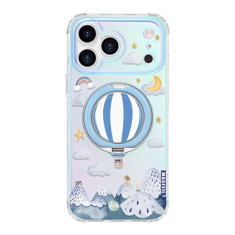 MASFEIL ×热气球之旅适用苹果18Promax手机壳新款Lo9带支架iPhone17Pro保护套ip16高级感15支点网红超薄13pm