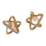镶钻猫眼石星星耳钉气质简约百搭耳环小众精致ins小巧高级感耳饰