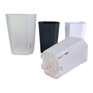 【单拍】钻石盆透明控根侧开孔八角方盆多肉花盆韩式迷你植物黑白