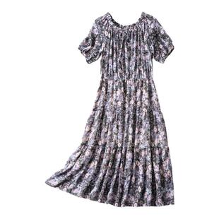 紫米衣坊雪纺碎花长裙女夏季新款洋气遮肚子减龄漂亮裙子连衣裙