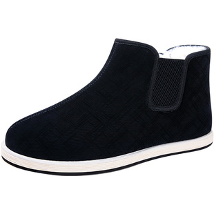 老北京布鞋男款冬季加绒加厚高帮棉鞋手工千层底男士雪地靴保暖鞋