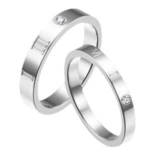 zeroline罗马数字情侣对戒戒指一对男女素圈钛钢轻奢精致生日礼物