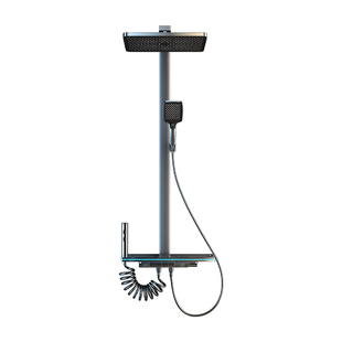 德国MT卫浴388-浴室全铜淋浴增压花洒套装钢琴键数显恒温家用枪灰