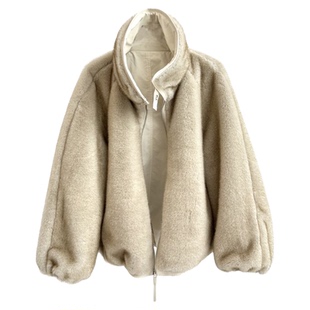 juicefish高圆圆同款!触觉革命冬季毛绒正反两穿毛内胆棉服外套女