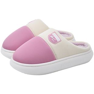 回力拖鞋情侣家居一对秋冬季防水厚底防滑一男一女皮面棉拖鞋女款