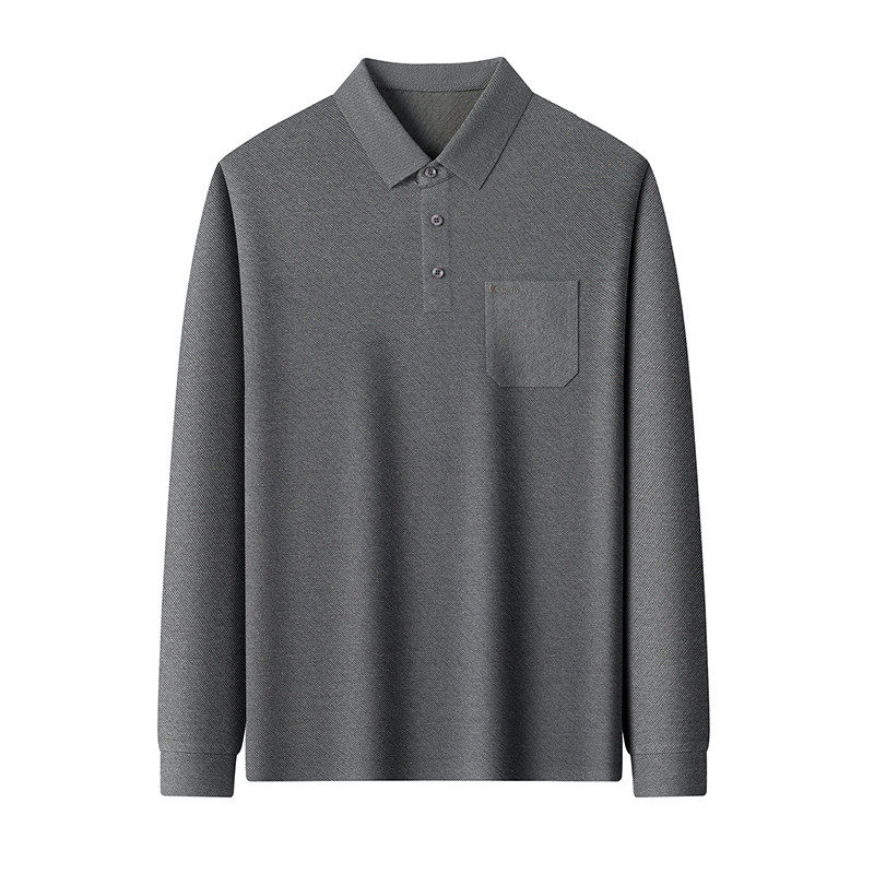 【真口袋】春季新款男士长袖上衣爸爸休闲T恤翻领polo套头打底衫