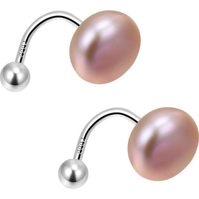 999纯银紫色淡水珍珠耳钉女