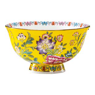 虞美人珐琅彩瓷碗碟餐具家用陶瓷碗中式吃饭碗骨瓷面碗高档礼品碗