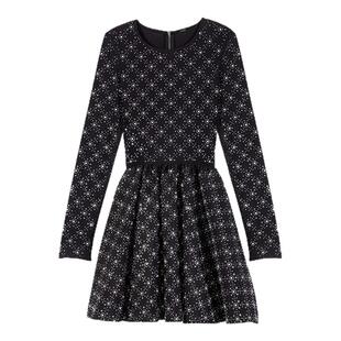 季末7折Maje2025秋冬款女装法式时尚仿钻饰收腰短款针织连衣裙