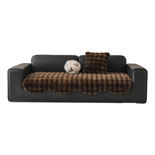 直排兔毛绒沙发垫法式复古冬季加厚保暖防滑坐垫子不规则沙发盖布