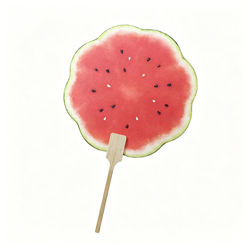 手绘风西瓜团扇夏日清凉小扇子