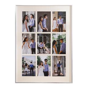铝合金九宫格相框挂墙洗4照片定制做成加打印6寸婚纱情侣四九摆台
