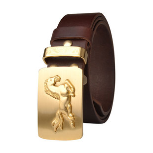 男士生肖马板式扣头皮带头层皮无夹层外穿板扣腰带真皮裤腰带加长