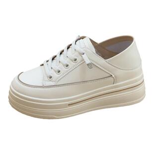 内增高小白鞋女2026春季新款百搭透气真皮休闲鞋小个子配裙子板鞋