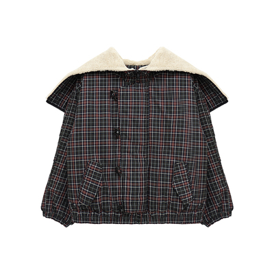 小小大星球科莫湖格纹棉服外套