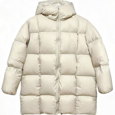 慵懒风白鸭绒泡芙中长款羽绒服女