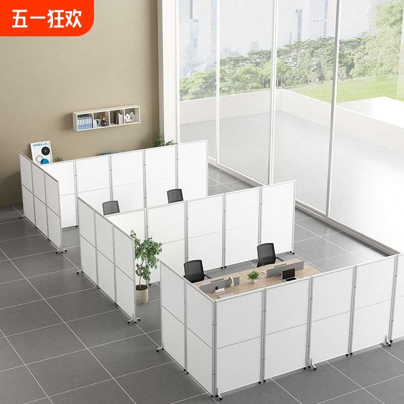 办公室移动屏风隔断墙工厂车间房间折叠推拉玻璃简易高挡板墙安装