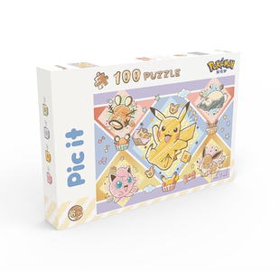 picit宝可梦拼图6岁以上蜡笔艺术儿童益智玩具送礼物100片女生