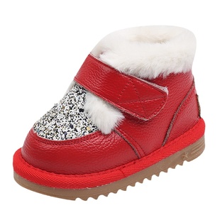 女宝宝棉鞋冬季婴儿公主学步鞋儿童加绒加厚鞋子女小童软底雪地靴