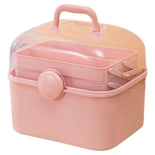 三层折叠收纳盒多功能画箱美术生工具箱超大号家用医药箱画笔颜料文具收纳箱学生专用美甲箱化妆品盒手提箱子