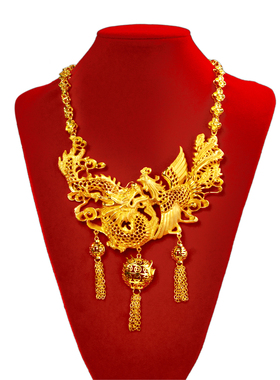 仿金结婚假五金项链订婚摆件套装