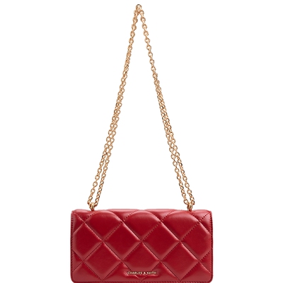 CHARLES&KEITH26春新款CK6-10680924-C情人节系列菱格链条包婚包