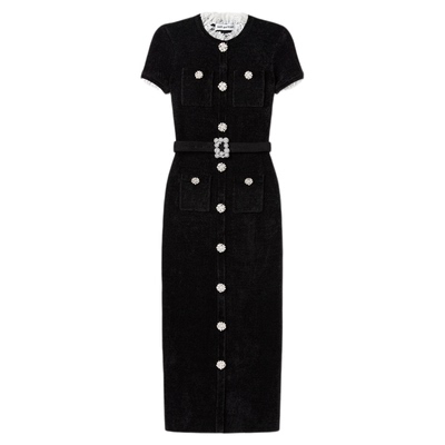 self-portrait钻饰短袖连衣裙