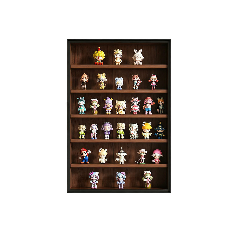 实木壁挂手办盲盒防尘展示柜