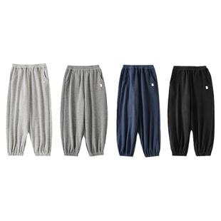 幼悠男童双侧口袋防风收束脚口加绒休闲裤秋季新款男童帅气长裤潮