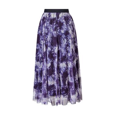 颜域中长款印花蓬蓬半身裙