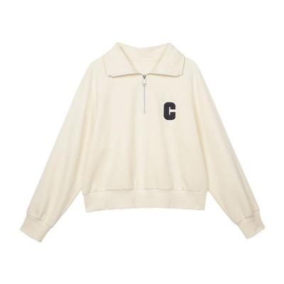 CLOUDSPACE【老友汇】C字母系列半拉链简约休闲卫衣2025秋上衣女