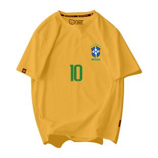 2021美洲杯巴西国家队足球迷服内马尔短袖T恤衫男女纯棉半袖衣服