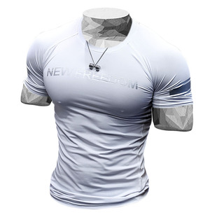 夏季健身服男紧身衣高弹速干吸汗透气户外运动跑步训练教练服定做