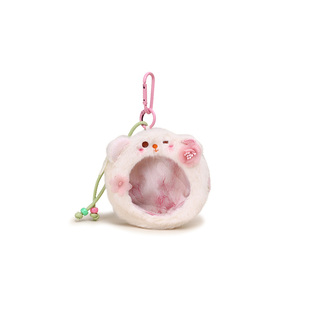 可爱粉色樱花小猫毛绒吧唧包零钱包随身便携儿童学生收纳痛包挂件