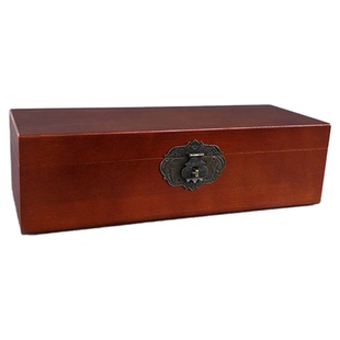 结婚封酒礼红酒盒可刻字木制长条收纳盒带锁木质礼盒复古防尘木盒