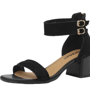 星期六仙女风凉鞋女外穿夏季一字带高跟鞋粗跟时尚露趾气质单鞋女