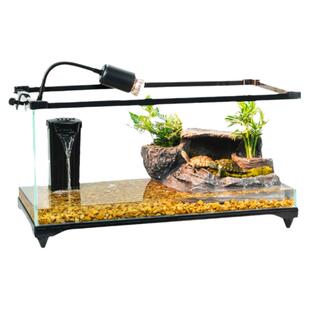 玻璃乌龟缸家用带晒台别墅饲养箱排水养乌龟专用缸生态鱼缸盆造景