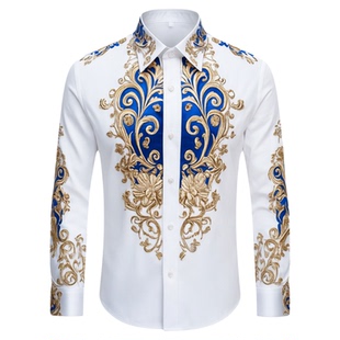 Flip collar slim fit button printed shirt翻领修身系扣印花t恤