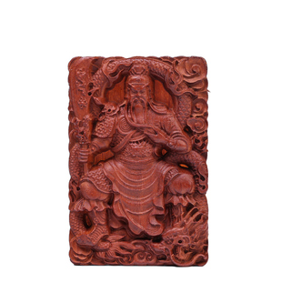 精工雷击枣木财神关帝圣君挂件关羽木牌关公吊坠双面刻道家法器