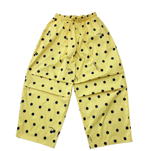 期望Studio美式波点满印抽绳褶皱休闲裤女慵懒宽松阔腿长裤子春夏
