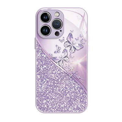 磁吸支架水晶蝶适用苹果手机壳