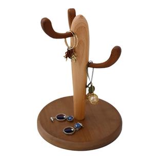 入户钥匙挂架创意仙人掌实木收纳盒进门口桌面置物架玄关钥匙挂架