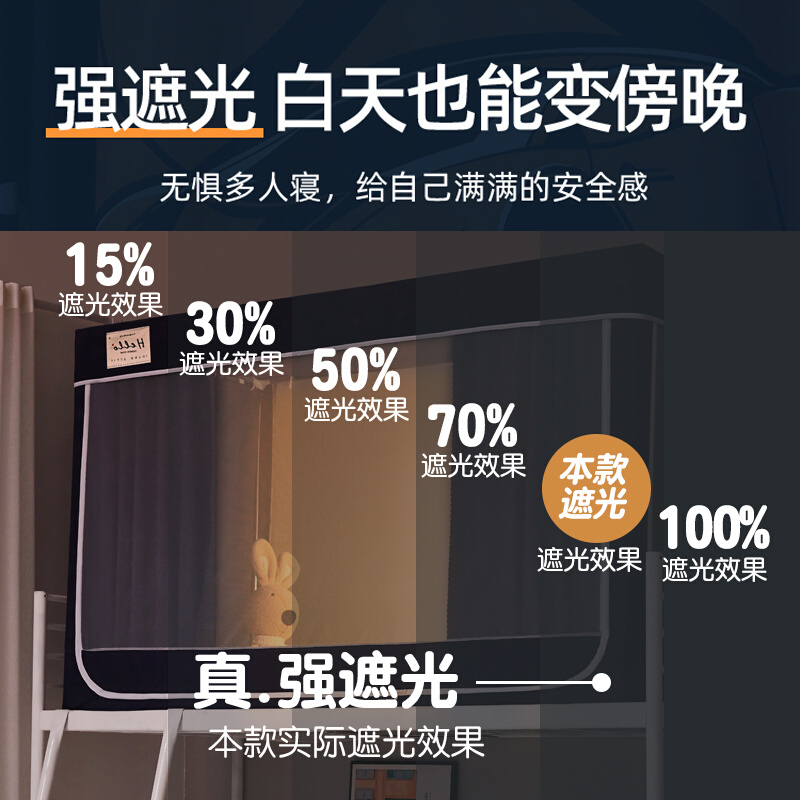 遮光床帘蚊帐一体式上下铺大学生宿舍寝室通用单人带支架窗帘幔纱 床上用品 床幔 原图主图