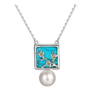 MGS盛开的杏树S925银项链女珍珠吊坠新中式国风锁骨颈链新年礼物