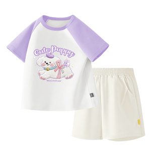 巴布豆女童夏装套装2026新款洋气时髦12岁女孩夏季衣服儿童运动服
