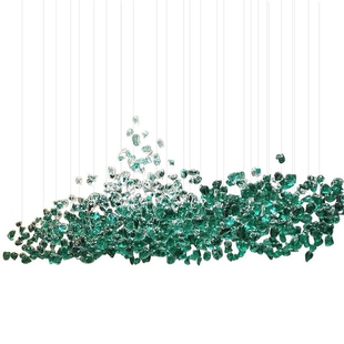 绿色琉璃石头装饰艺术吊灯酒店大堂售楼部沙盘别墅工程水晶灯定制